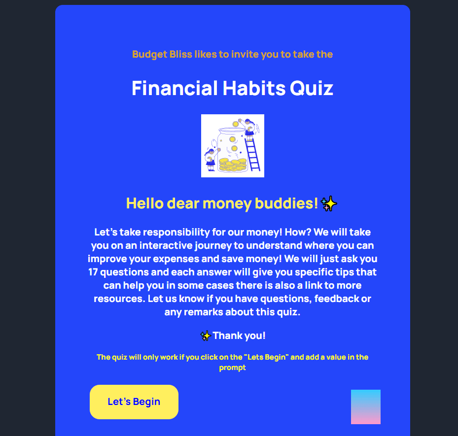 Financial Habits Quiz