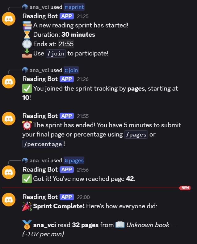 Reading bot in action